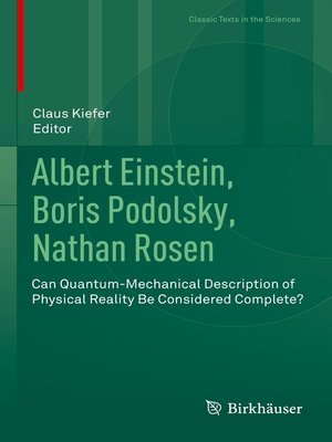 cover image of Albert Einstein, Boris Podolsky, Nathan Rosen